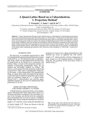 A Quasi-Lattice Based on a Cuboctahedron. 1. Projection Method1 Y