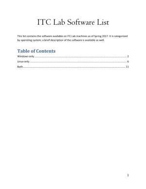 ITC Lab Software List