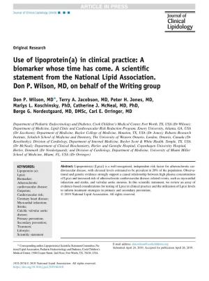 Use of Lipoprotein(A) in Clinical Practice: a Biomarker Whose Time Has Come