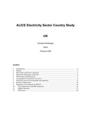 ALICE Electricity Sector Country Study UK