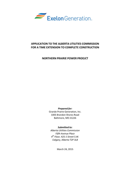 Application to the Alberta Utilities Commission for a Time Extension to Complete Construction