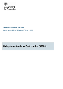 Livingstone Academy East London (99025) Application Checklist