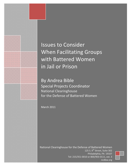 Issues to Consider When Facilitating Groups with Battered Women in Jail Or Prison