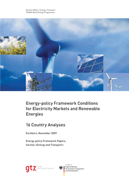 Energy-Policy Framework Conditions for Electricity Markets and Renewable Energies
