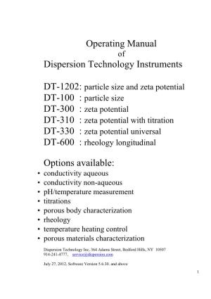 Operating Manual DT1200 2012 July