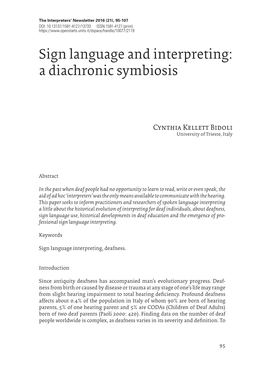 Sign Language and Interpreting: a Diachronic Symbiosis