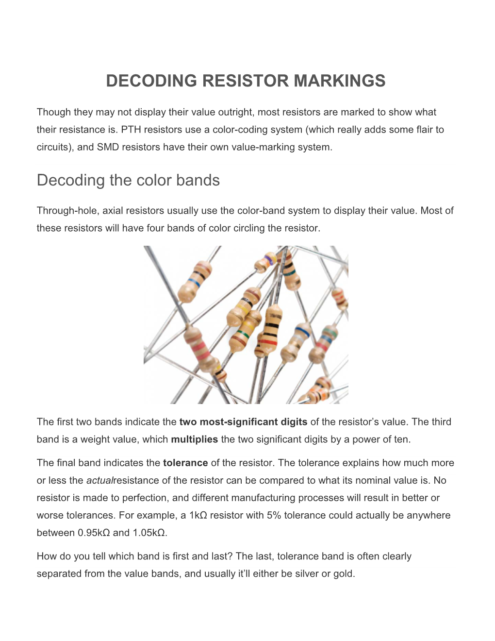 Decoding Resistor Markings