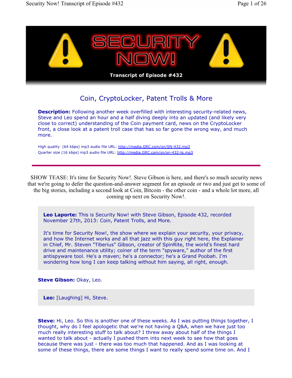 Coin, Cryptolocker, Patent Trolls & More