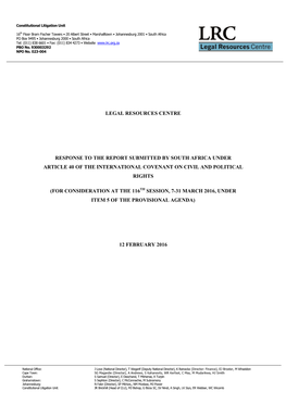 Legal Resources Centre Response to the Report