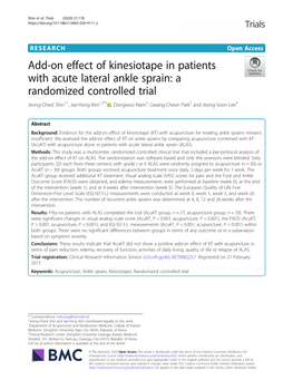 Add-On Effect of Kinesiotape in Patients with Acute Lateral Ankle