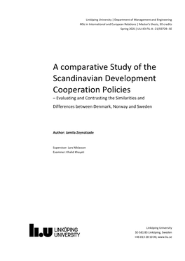 A Comparative Study of the Scandinavian Development Cooperation Policies
