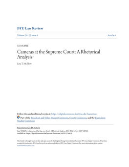 Cameras at the Supreme Court: a Rhetorical Analysis Lisa T