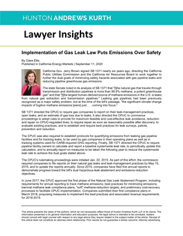 Lawyer Insights Implementation of Gas Leak Law Puts Emissions Over