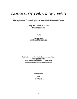 Pan-Pacific Conference Xxvii