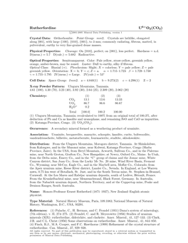 Rutherfordine U O2(CO3) C 2001-2005 Mineral Data Publishing, Version 1
