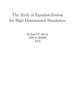 The Myth of Equidistribution for High-Dimensional Simulation