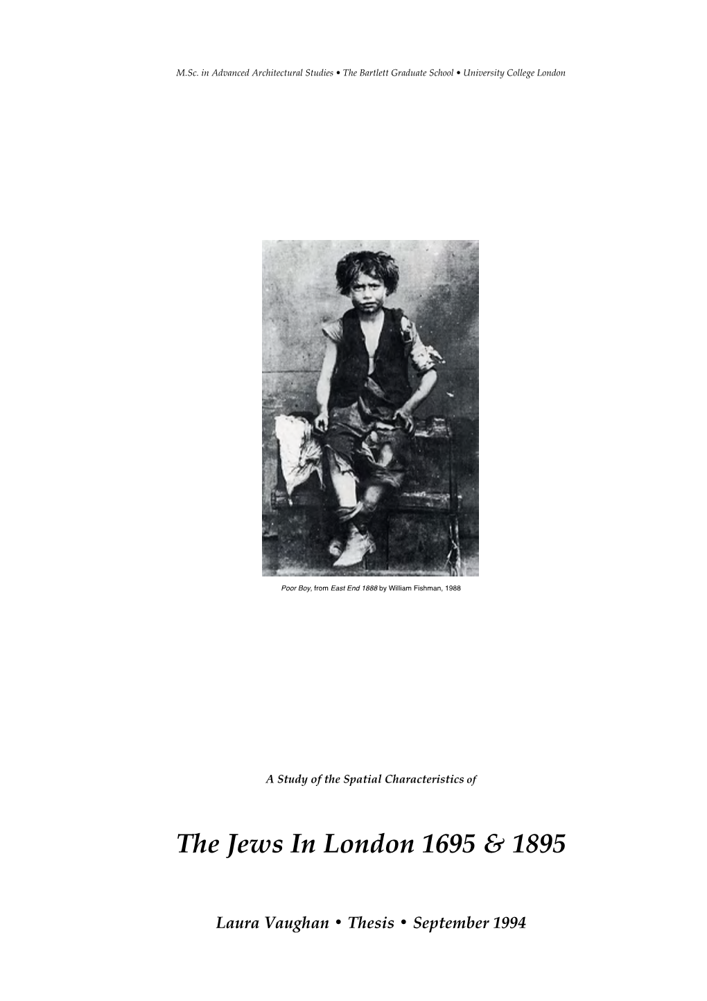 The Jews in London 1695 & 1895