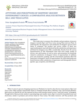 Attitudes and Perceptions of Shoppers’ Grocery Supermarket Choices: a Comparative Analysis Between Big C and Tesco Lotus