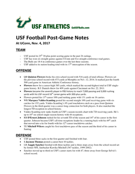 USF-Uconn Notes 2017