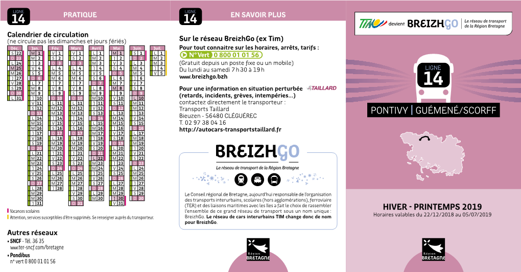 PONTIVY | GUÉMENÉ/SCORFF L 14 J 14 J 14 D 14 M 14 V 14 Bieuzen - 56480 CLÉGUÉREC M 15 V 15 V 15 L 15 M 15 S 15 T