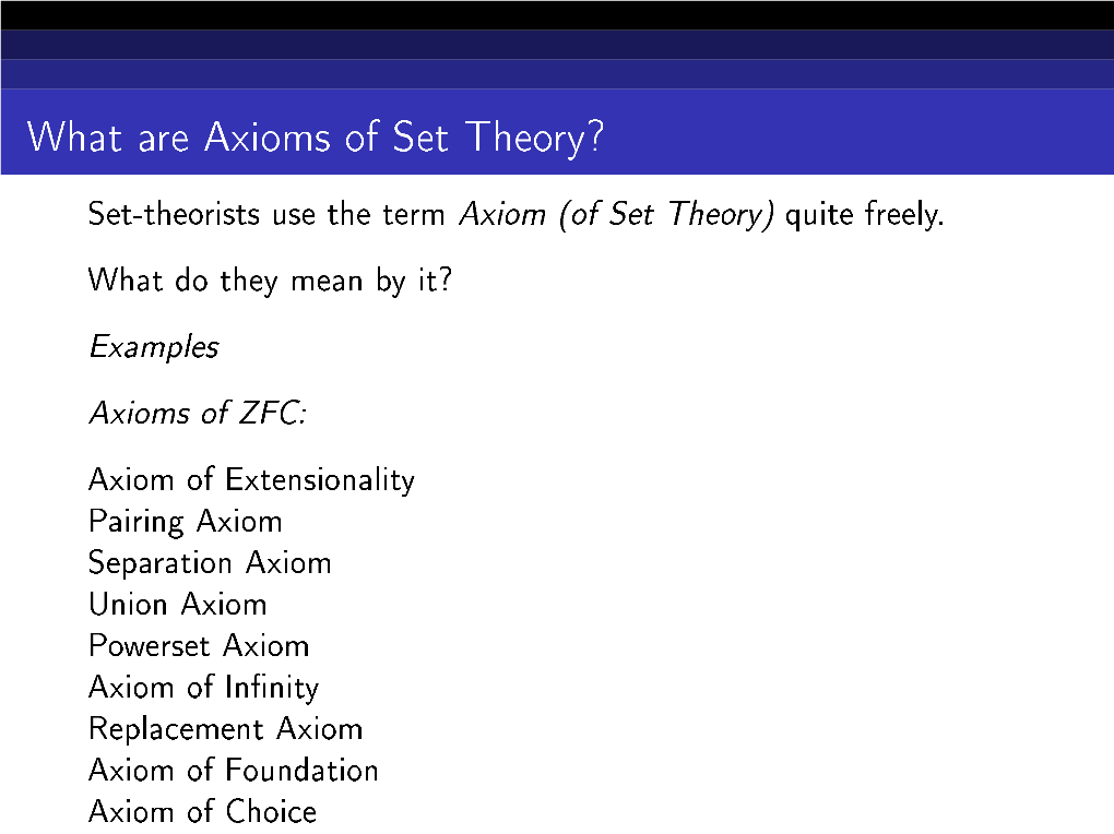 What Are Axioms of Set Theory?