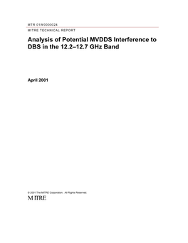 Analysis of Potential MVDDS Interference to DBS in the 12.2–12.7 Ghz Band