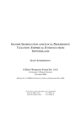 Income Segregation and Local Progressive Taxation: Empirical Evidence from Switzerland