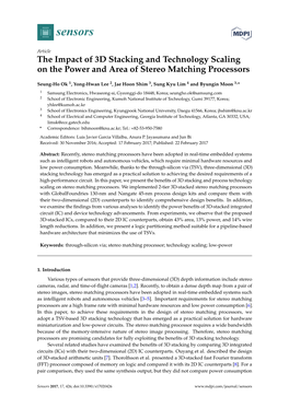 The Impact of 3D Stacking and Technology Scaling on the Power and Area of Stereo Matching Processors