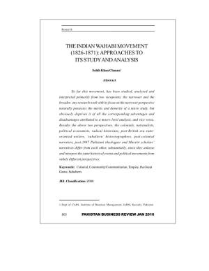The Indian Wahabi Movement (1826-1871): Approaches to Its Study and Analysis