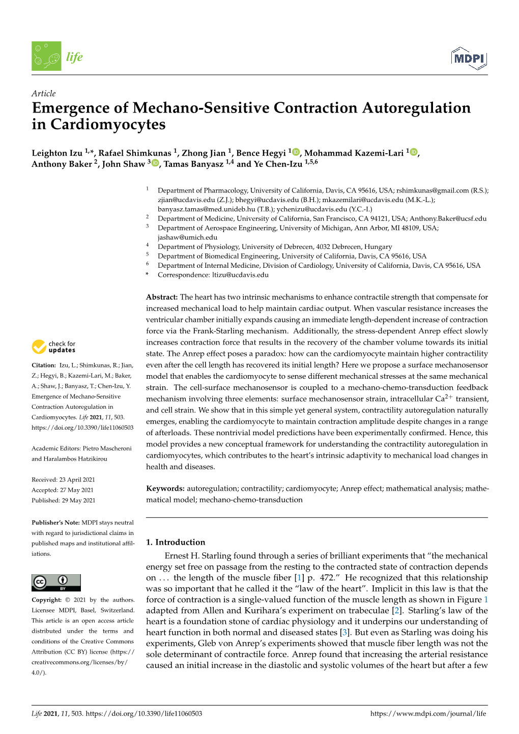 Emergence of Mechano-Sensitive Contraction Autoregulation in Cardiomyocytes