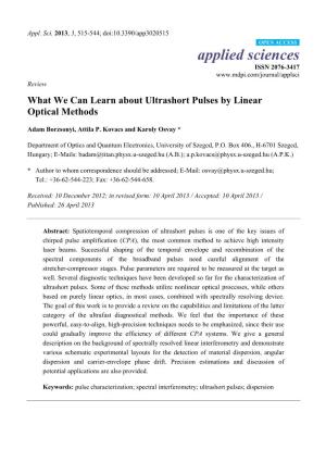What We Can Learn About Ultrashort Pulses by Linear Optical Methods