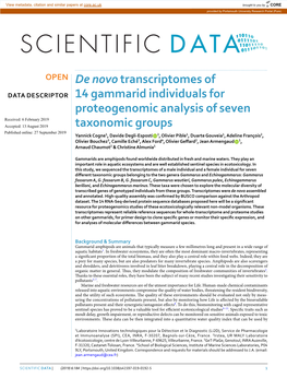 De Novo Transcriptomes of 14 Gammarid Individuals For