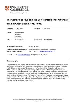The Cambridge Five and the Soviet Intelligence Offensive Against Great Britain, 1917-1991