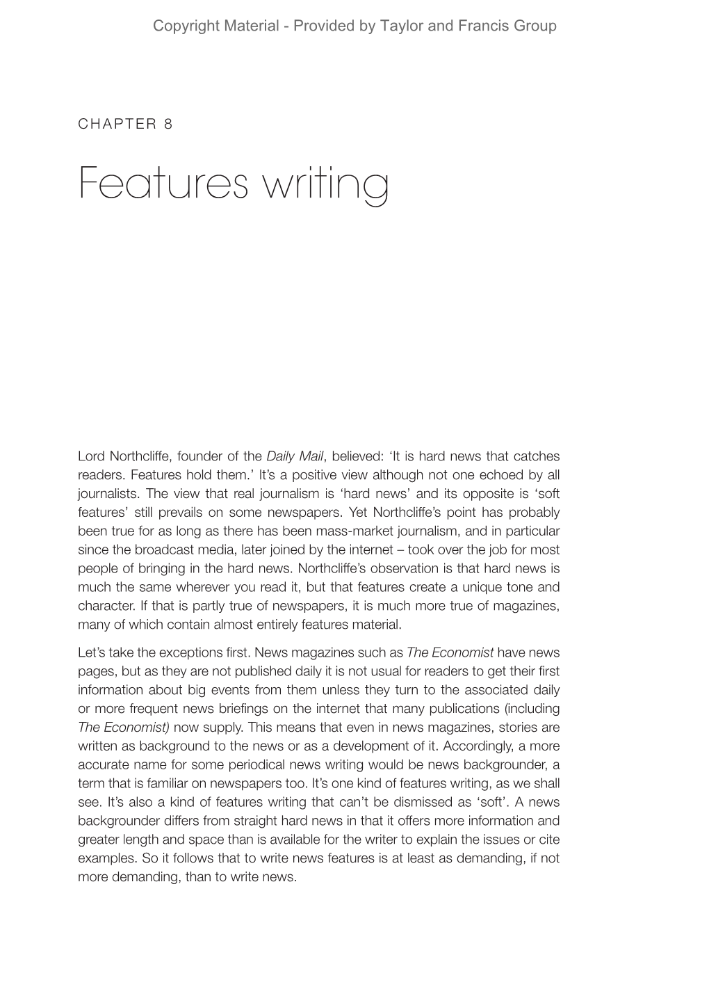 Features Writing