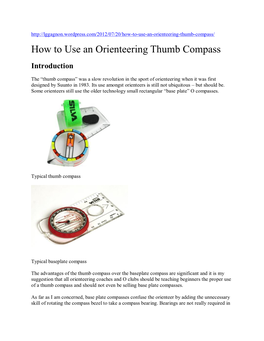 How to Use an Orienteering Thumb Compass Introduction