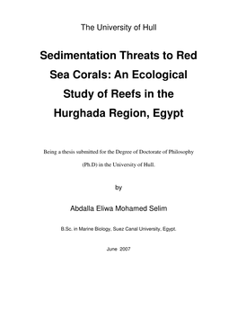 Sedimentation Threats to Red Sea Corals: an Ecological Study of Reefs in the Hurghada Region, Egypt