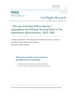 Civil Rights Research Original Release: March 