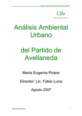 Análisis Ambiental Urbano Del Partido De Avellaneda