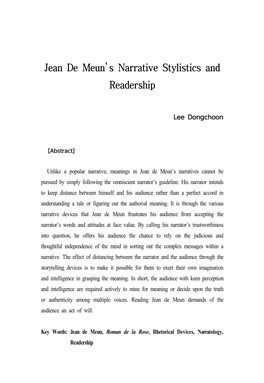 Jean De Meun's Narrative Stylistics and Readership