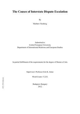 The Causes of Interstate Dispute Escalation