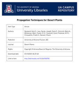 Propagation Techniques for Desert Plants