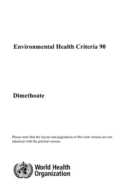 Environmental Health Criteria 90 Dimethoate