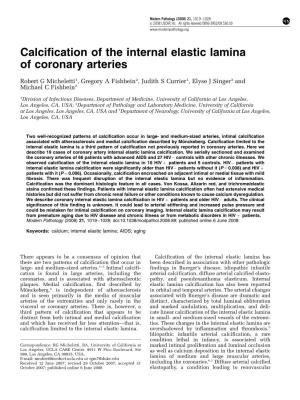 Calcification of the Internal Elastic Lamina of Coronary Arteries