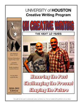 UNIVERSITY of HOUSTON Creative Writing Program
