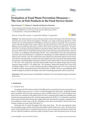 Evaluation of Food Waste Prevention Measures— the Use of Fish Products in the Food Service Sector