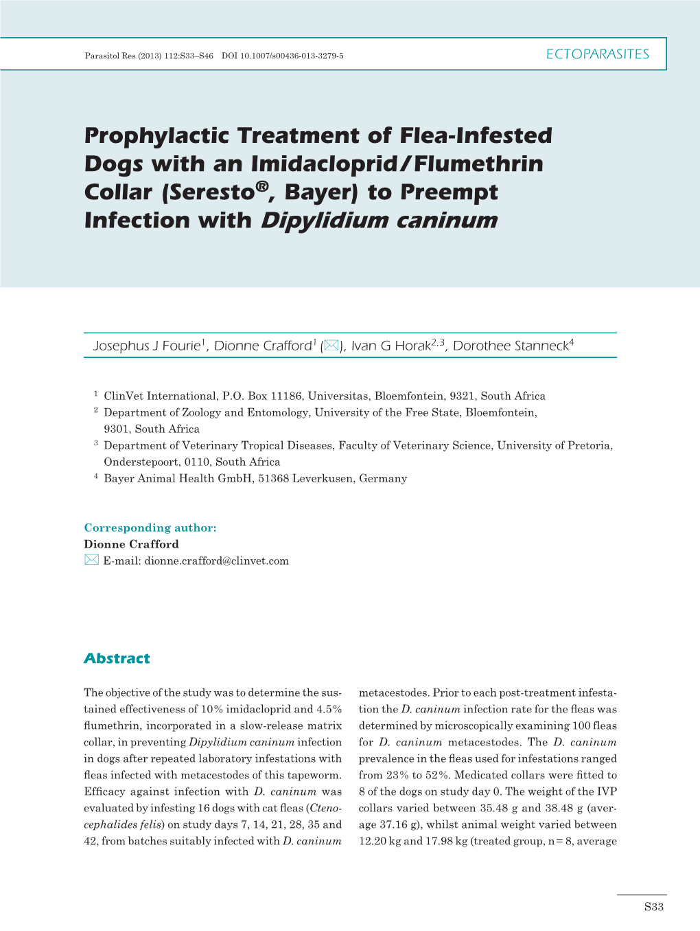 Infection with Dipylidium Caninum