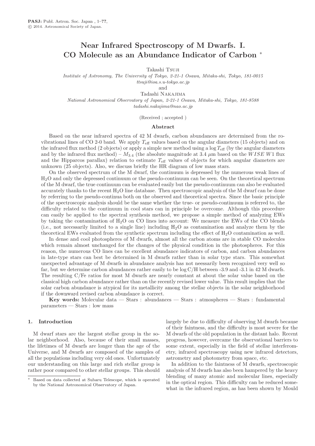 Near Infrared Spectroscopy of M Dwarfs. I. CO Molecule As an Abundance Indicator of Carbon ∗