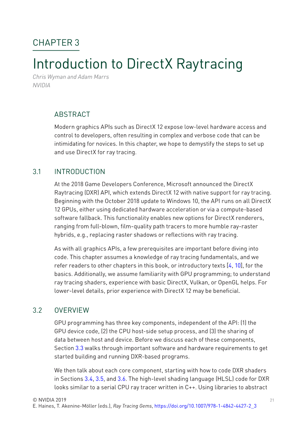 Introduction to Directx Raytracing Chris Wyman and Adam Marrs NVIDIA