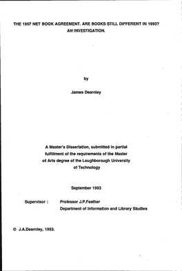 The 1957 Net Book Agreement. Are Books Still Different in 19931 an Investigation