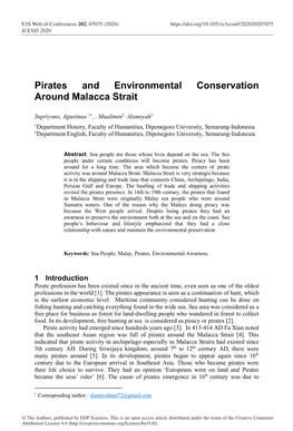 Pirates and Environmental Conservation Around Malacca Strait